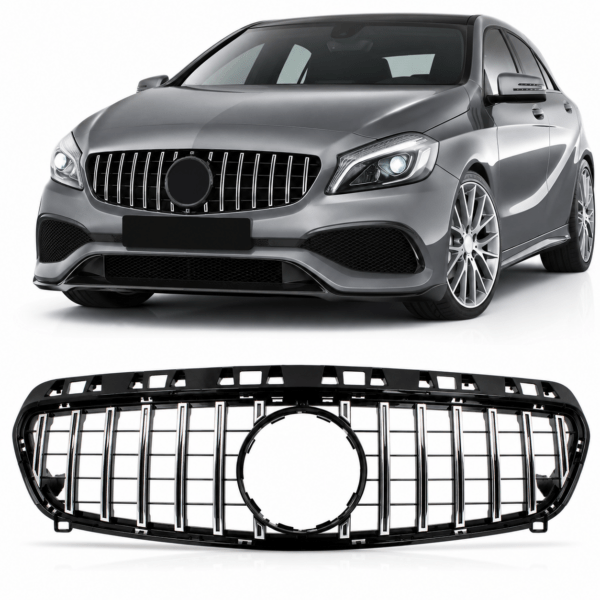 Panamericana Grill Geschikt voor Mercedes-Benz A-Klasse W176 Glans Zwart met Chroom (2012-2015)