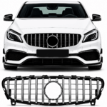 Panamericana Grill Geschikt voor Mercedes-Benz A-Klasse W176 Glans Zwart met Chroom (2015-2019)