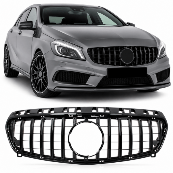Panamericana Grill Geschikt voor Mercedes-Benz A-Klasse W176 Volledig Glans Zwart (2012-2015)