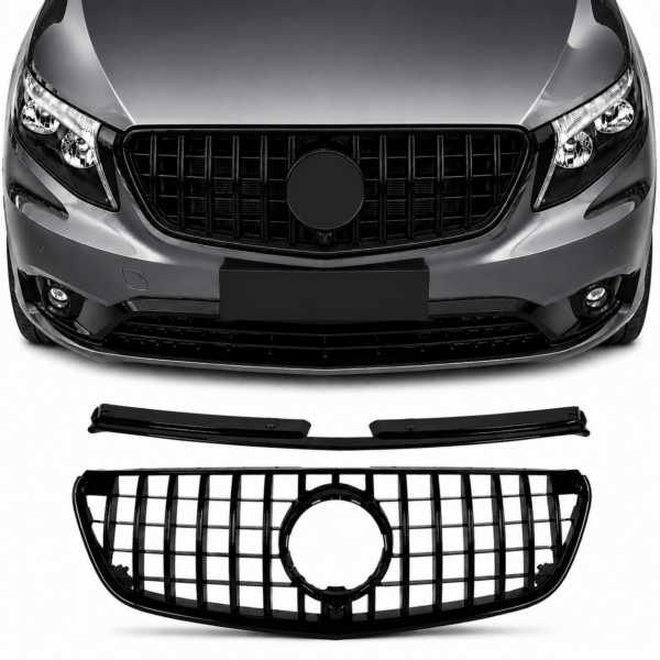 GT grille geschikt voor Mercedes-Benz Vito W447 2014-2020 hoogglans zwart