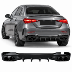 Diffuser geschikt voor Mercedes C-Klasse W206 S206 AMG Line - Hoogglans Zwart