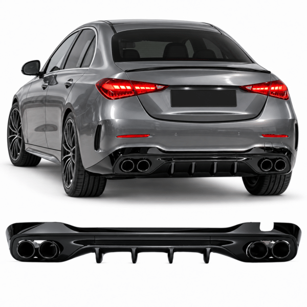 Diffuser geschikt voor Mercedes C-Klasse W206 S206 AMG Line - Hoogglans Zwart