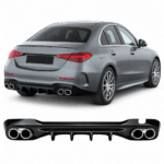 Diffuser geschikt voor Mercedes C-Klasse W206 S206 AMG Line - Hoogglans Zwart