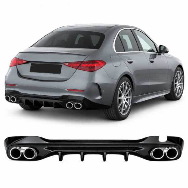 Diffuser geschikt voor Mercedes C-Klasse W206 S206 AMG Line - Hoogglans Zwart