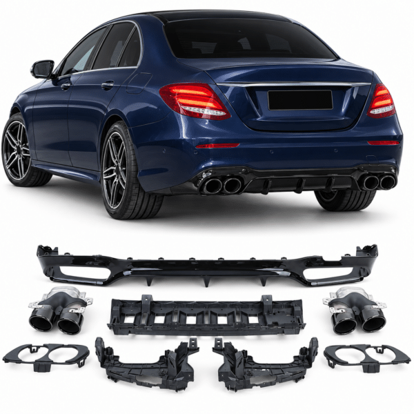 Diffuser geschikt voor Mercedes E-Klasse W213 S213 AMG Line - Hoogglans Zwart